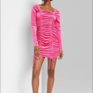 Pink Velvet Bodycon Dress